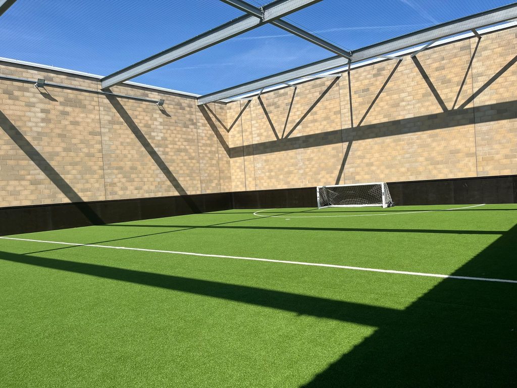 Corporate 5-a-side league rooftop pitch at Stockley Park, Uxbridge