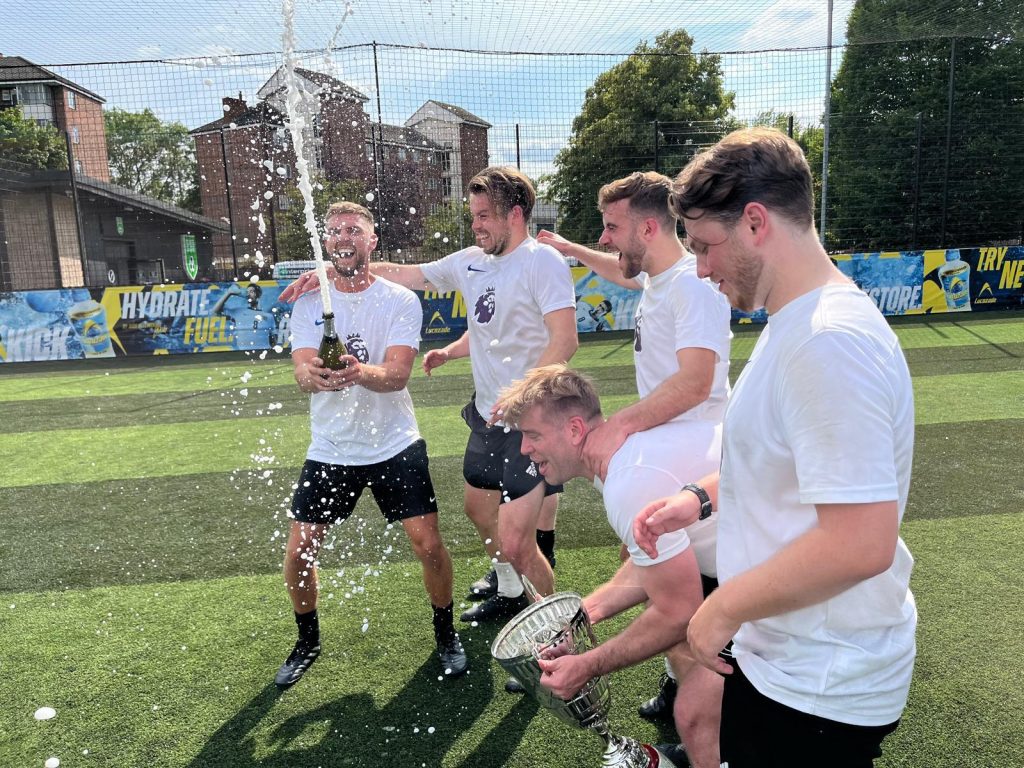 Corporate 5-a-side league rooftop pitch at Stockley Park, Uxbridge