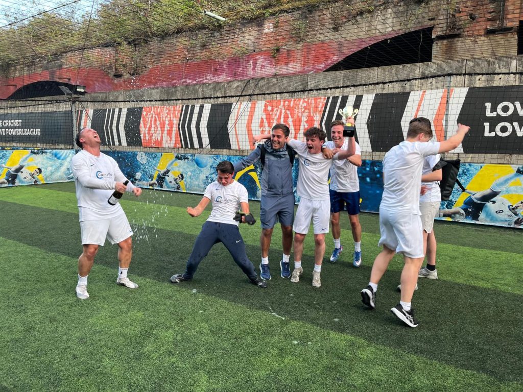 Corporate 5-a-side league rooftop pitch at Stockley Park, Uxbridge